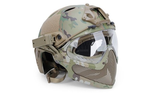 Casco Tipo Fast y Mascara Multicam Delta Tactics