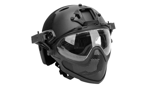 Casco Tipo Fast y Mascara Negro Delta Tactics