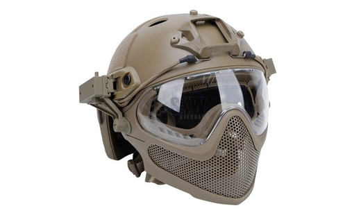 Casco Tipo Fast y Mascara Tan Delta Tactics