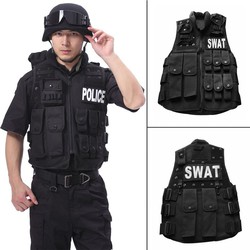 Chaleco táctico militar SWAT Unisex, chaleco de policía negro de