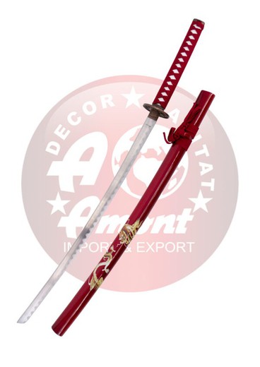 Katana Decorativa Roja Decoración de Dragón