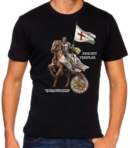 Camiseta templario a caballo negra