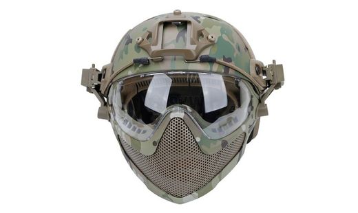 Casco Tipo Fast y Mascara Multicam Delta Tactics