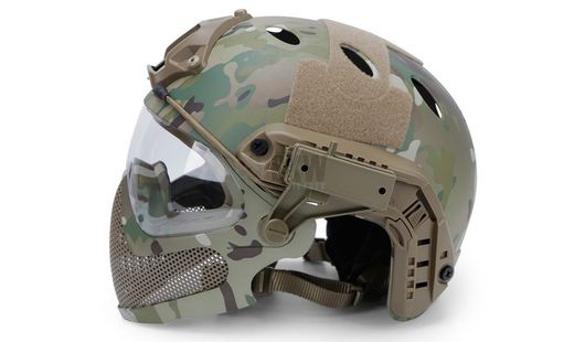 Casco Tipo Fast y Mascara Multicam Delta Tactics
