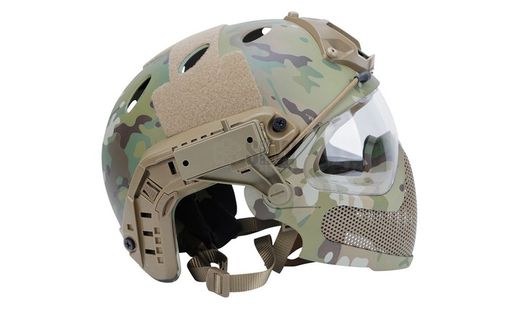Casco Tipo Fast y Mascara Multicam Delta Tactics