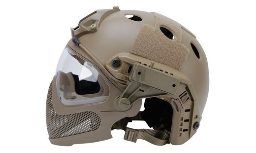 Casco Tipo Fast y Mascara Tan Delta Tactics