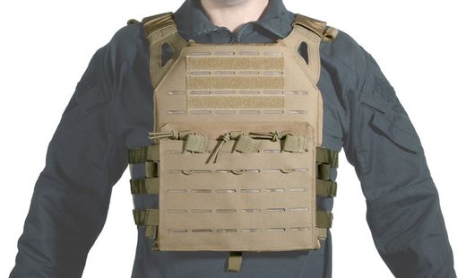 Chaleco Plate Carrier Corte Laser Tan V18 + 2 Placas de Protección Dummy
