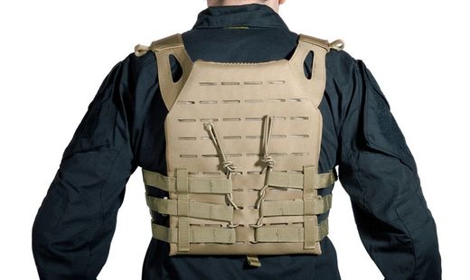Chaleco Plate Carrier Corte Laser Tan V18 + 2 Placas de Protección Dummy