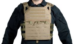 Chaleco Plate Carrier Corte Laser Tan V18 + 2 Placas de Protección Dummy