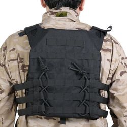 Chaleco Plate Carrier Negro V18 + 2 Placas de Protección Dummy Delta Tactics