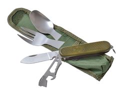 Cubiertos de Camping Con Funda de Nylon Verde