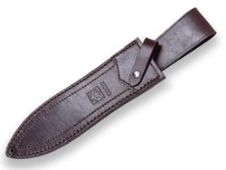 Cuchillo de Remate Joker Jabalí, Puño En Madera de Olivo y Hoja de Doble Filo de 25 Cm. Acero Mova 1.4116. Funda Vaquetilla.