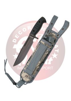 Cuchillo táctico mango G10 negro acero 420 negro funda ACU Amont