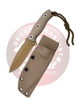 Cuchillo táctico G10 tan hoja bañada en titanio dorado Third
