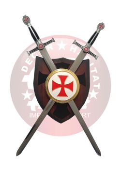 Panoplia escudo templario con espadas