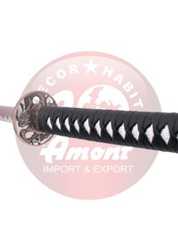 Katana Decorativa Negra Con Decoración de Dragón En Dorado