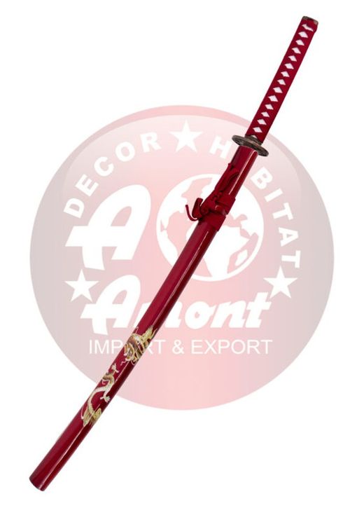 Katana Decorativa Roja Decoración de Dragón