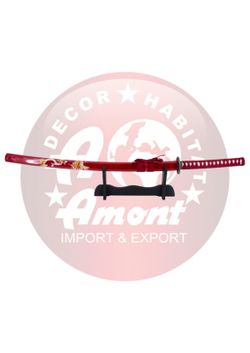 Katana Decorativa Roja Decoración de Dragón
