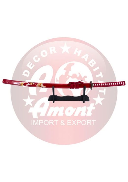 Katana Decorativa Roja Decoración de Dragón