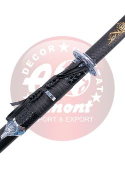 Katana decorativa serpiente negra tsuba azul