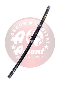 Katana decorativa serpiente negra tsuba azul