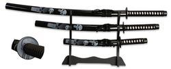 Set 3 Katanas Calaveras Con Peana Tole10