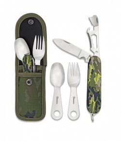 Set Cubiertos Camping Multicam Verde Albainox